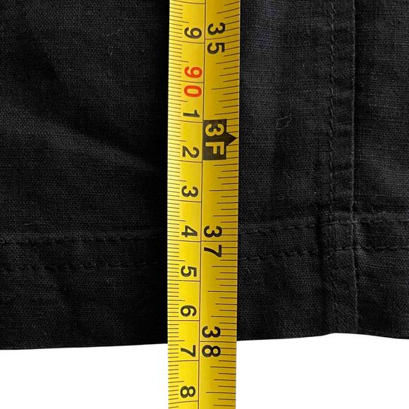 Women's Spense Button Front Belted Dress Quiet Luxury Black Linen Blend Size 6 - Picture 6 of 6